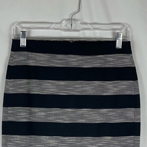 J Crew Classic Black Cream Stripe Academia Office Career Pencil Skirt NWT Size 0 - Picture 2 of 10
